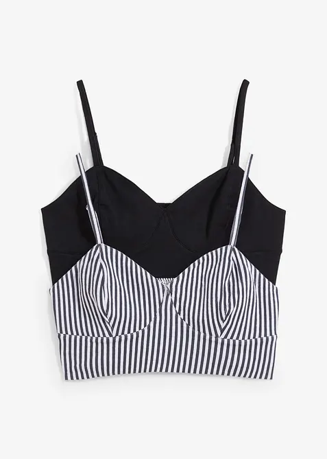Lot de 2 crop tops 100% coton, bonprix