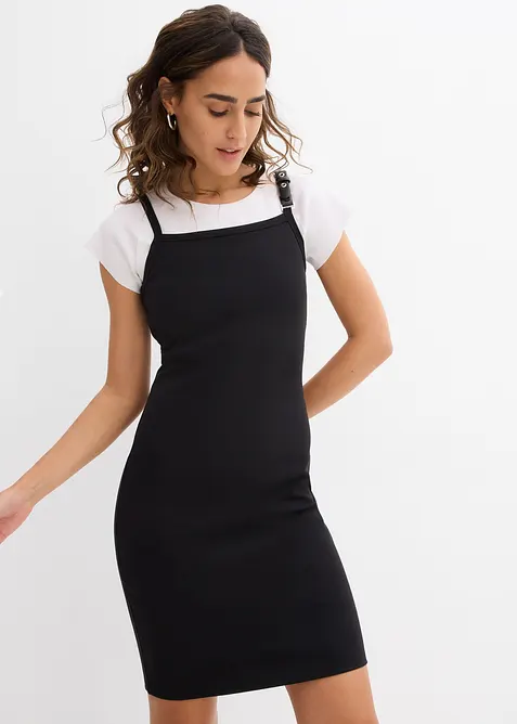 Robe à fines bretelles avec bordures contrastantes, bonprix