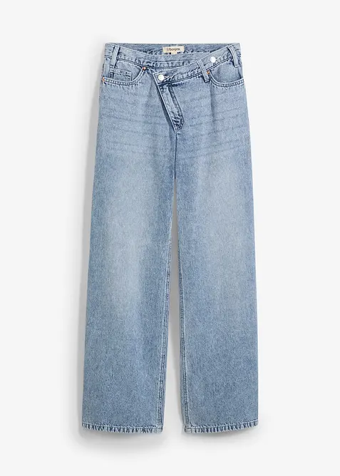 Wide-Leg-Jeans Mid Waist, Low Stretch, bonprix