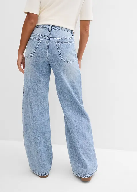 Wide-Leg-Jeans Mid Waist, Low Stretch, bonprix