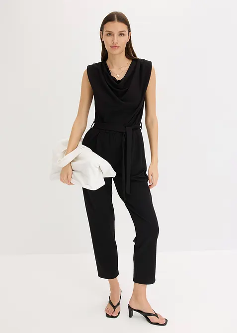 Jersey-Jumpsuit mit Schulterpolster, bonprix