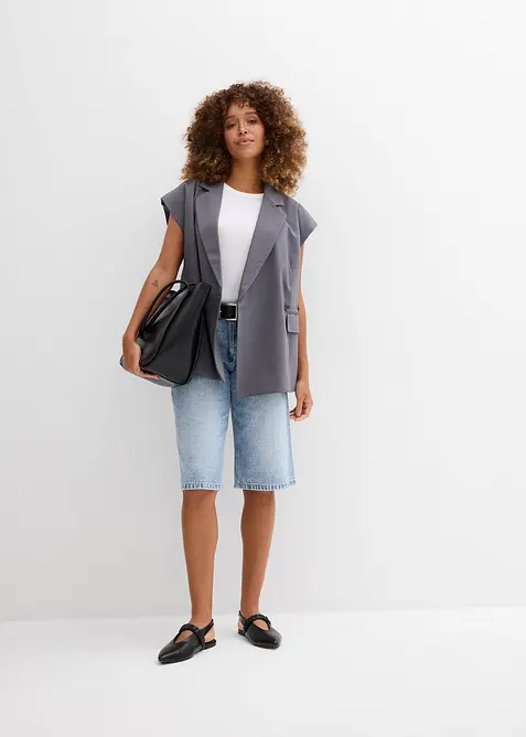 Bermuda en jean taille mi-haute, peu extensible, bonprix