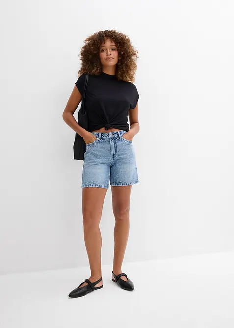 Bermuda en jean taille mi-haute, peu extensible, bonprix
