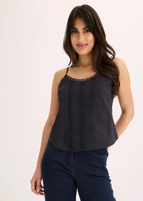 Top avec broderies anglaises 100% coton, bonprix