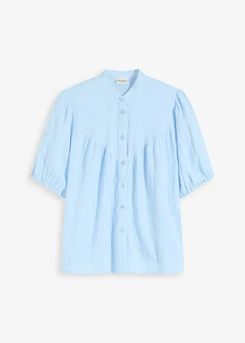 Chemisier manches courtes en gaze de coton, bonprix