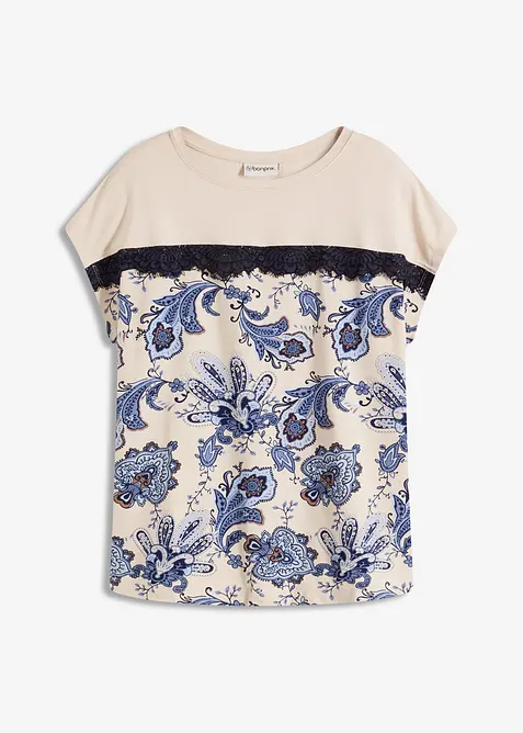 T-shirt oversize avec un galon de dentelle, bonprix