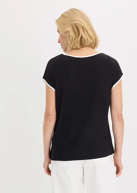 T-shirt à imprimé placé et passepoil contrastant, bonprix