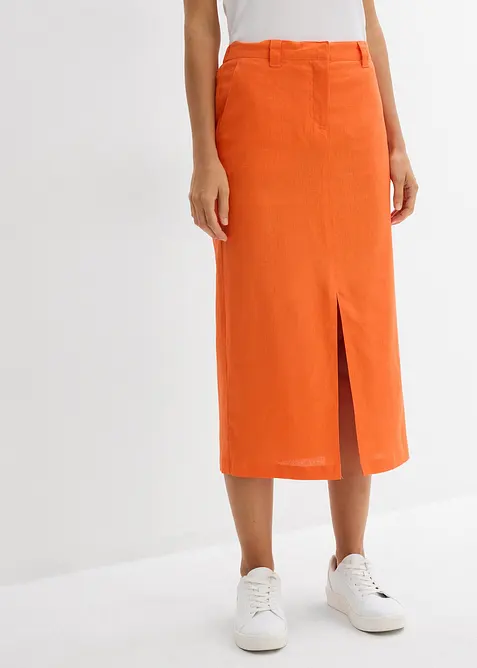 Midirock aus luftigem Leinen-Mix, bonprix