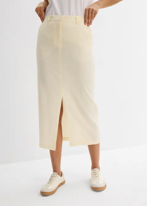 Jupe midi légère en lin mélangé, bonprix
