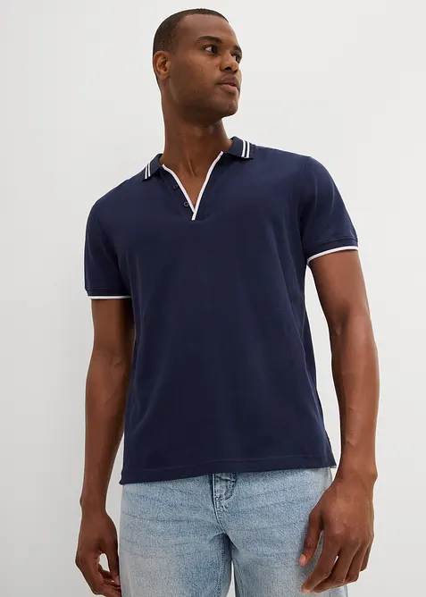 Polo col V en maille piqu&eacute;e, bonprix