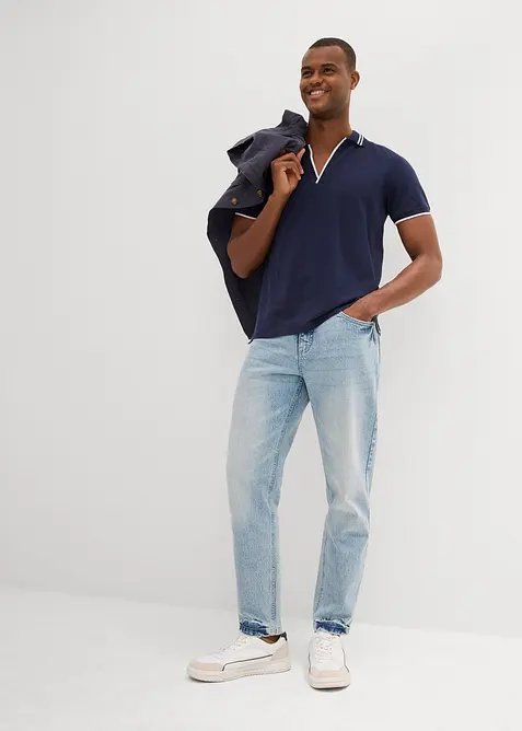 Polo col V en maille piqu&eacute;e, bonprix