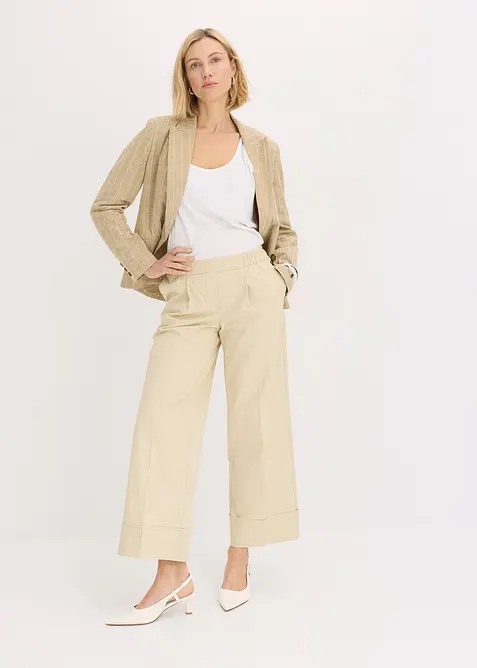 Pantalon à pinces en coton extensible, bonprix