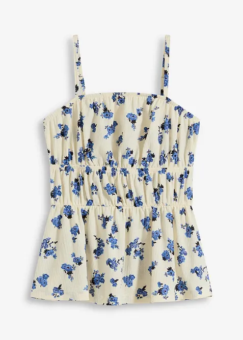 Top à fines bretelles en crêpe texturé, bonprix