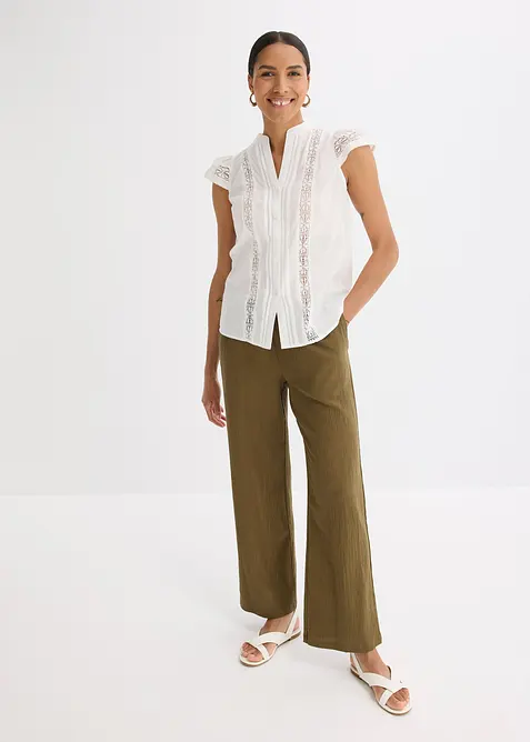 Chemisier sans manches en broderie anglaise, 100% coton, bonprix