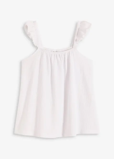 Top en jersey crêpe à bretelles volantées, bonprix