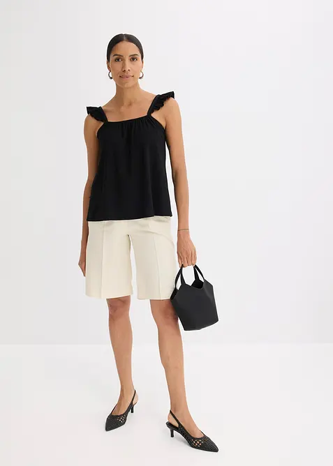 Jerseycrepe-Top mit Volant-Tr&auml;ger, bonprix