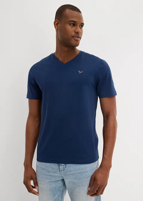 T-Shirt mit V-Ausschnitt aus reiner Bio-Baumwolle (2er Pack), bonprix