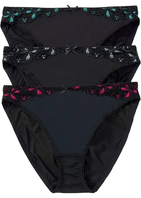 Slip mit Spitze (3er Pack), bonprix