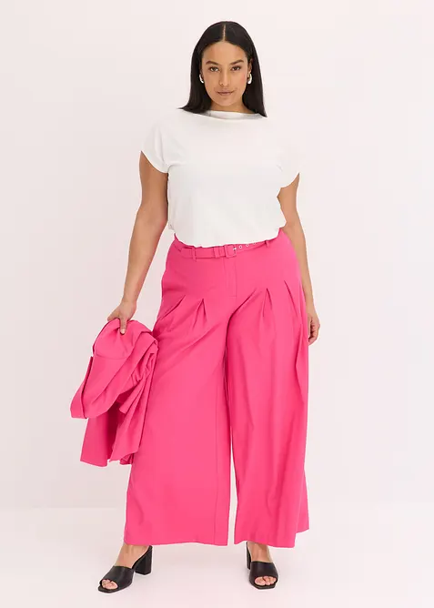 Pantalon à pinces avec ceinture (ens. 2 pces), bonprix