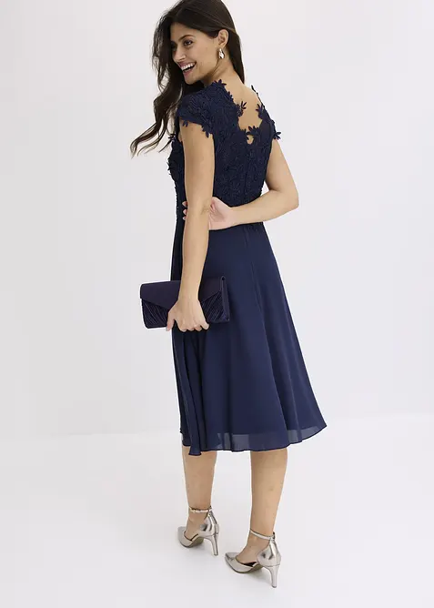 Midikleid aus zartem T&uuml;ll mit Spitze, bonprix