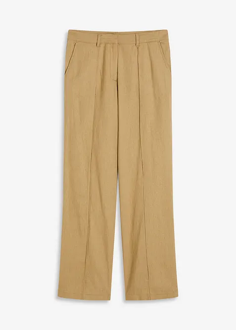 Highwaist-Bundfaltenhose mit Leinen, bonprix