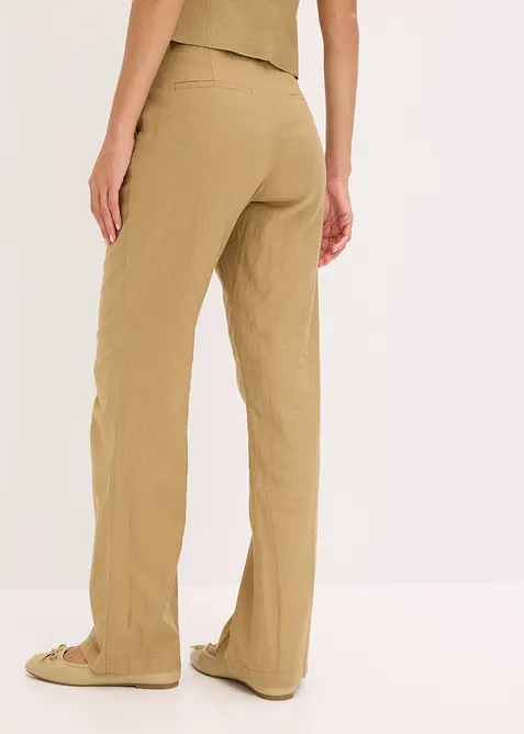 Highwaist-Bundfaltenhose mit Leinen, bonprix