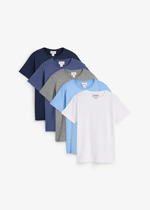T-Shirt (5er Pack) aus reiner Baumwolle, bonprix