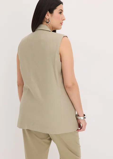 Blazer sans manches en lin m&eacute;lang&eacute;, bonprix