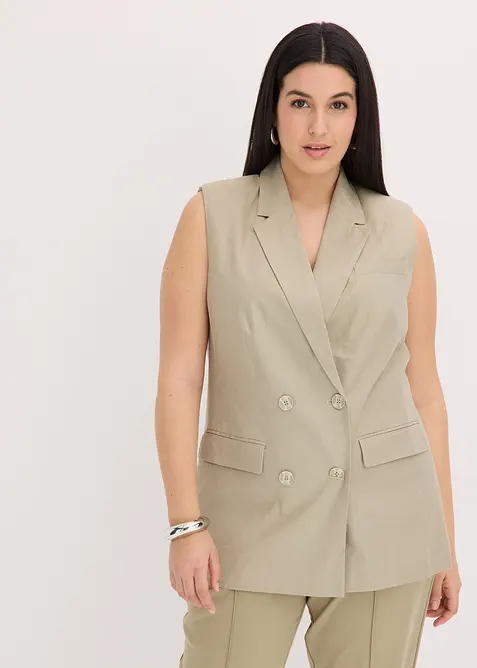 Blazer sans manches en lin m&eacute;lang&eacute;, bonprix