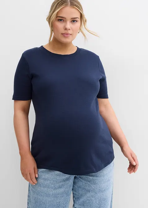 Lot de 2 t-shirts de grossesse côtelés 100% coton, bonprix