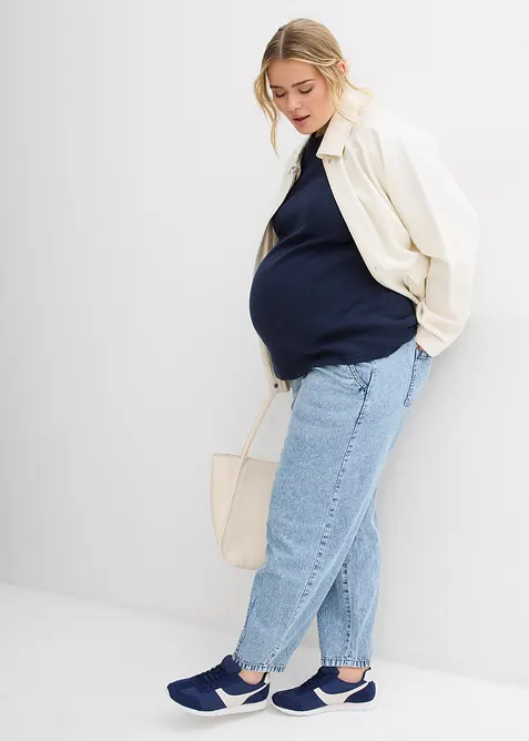 Lot de 2 t-shirts de grossesse côtelés 100% coton, bonprix