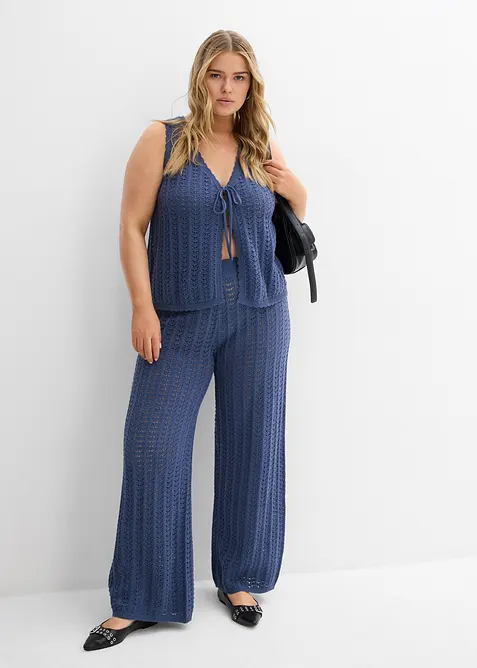 Gilet sans manches en maille ajour&eacute;e, bonprix