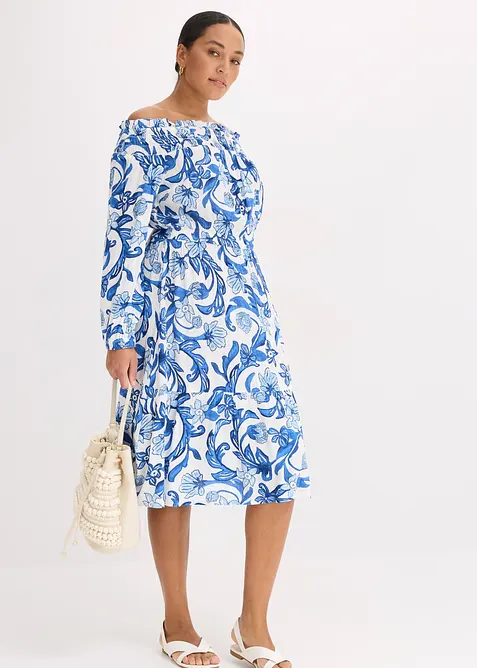 Carmen-Kleid aus strukturierter Viskose, bonprix