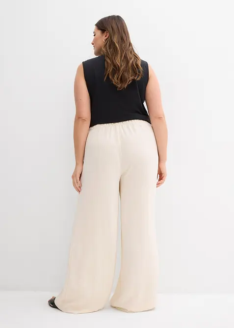 Pantalon large en crêpe léger, bonprix
