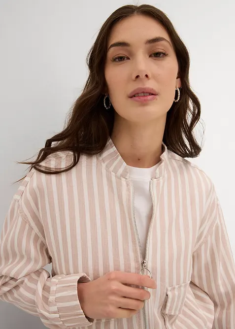 Veste style bomber, aspect lin, bonprix