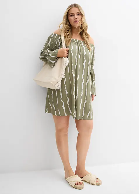 Carmen-Kleid aus fließender Viskose, bonprix