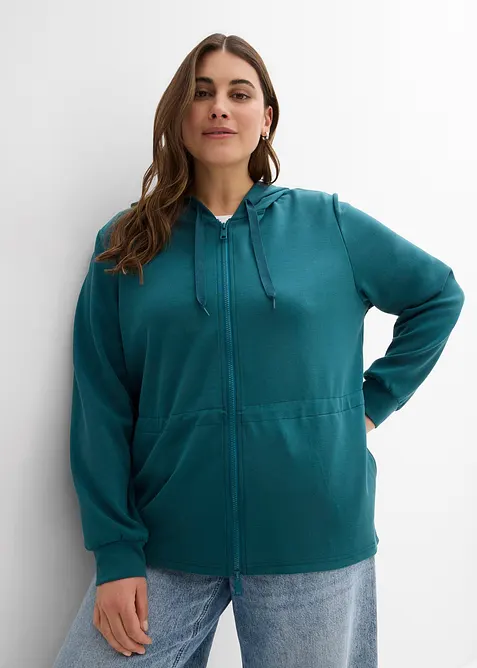 Sweat zipp&eacute; &agrave; capuche, extensible, bonprix
