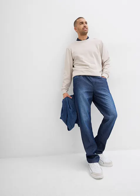 Lot de 2 jeans classiques à taille élastiquée en denim estival, bonprix