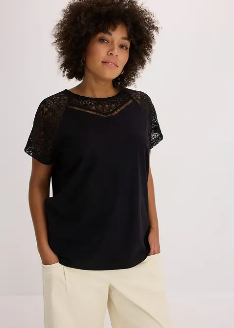 T-shirt &agrave; dentelle, bonprix