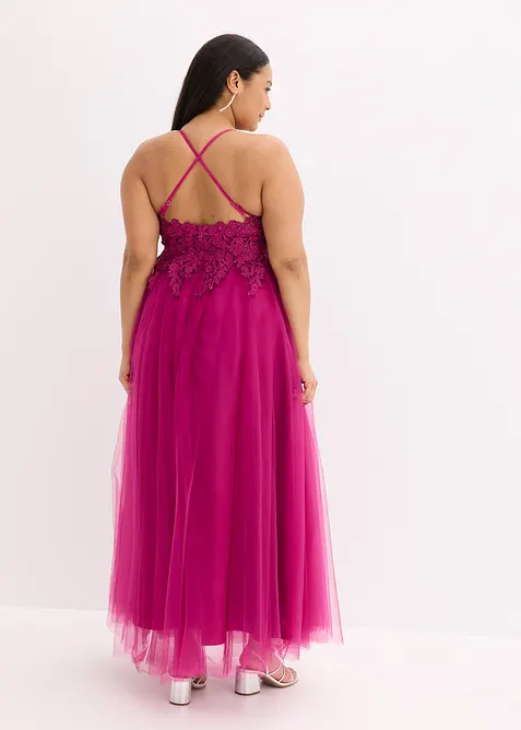 Abendkleid aus zartem Tüll mit Spitze, bonprix