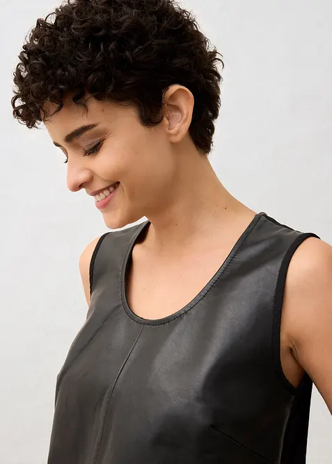 Tanktop mit Vorderseite aus Lammnappa-Leder, bonprix