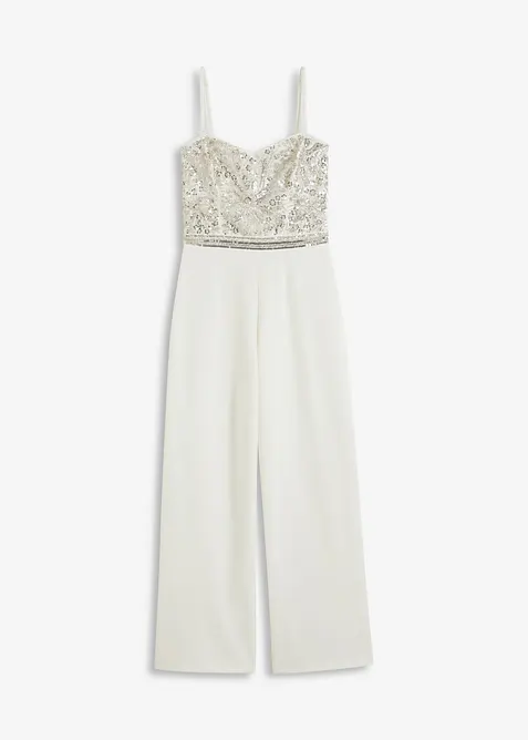 Combinaison de mariée en crêpe texturé avec perles brodées, bonprix