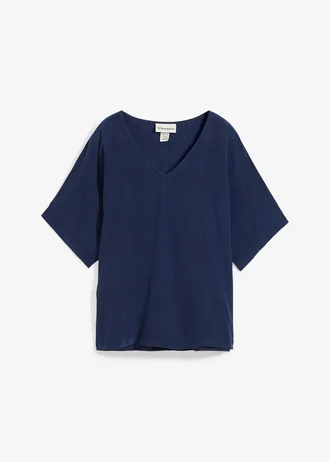 Shirt mit Seidenanteil und Webeinsatz, bonprix