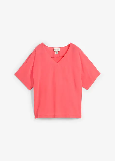Shirt mit Seidenanteil und Webeinsatz, bonprix