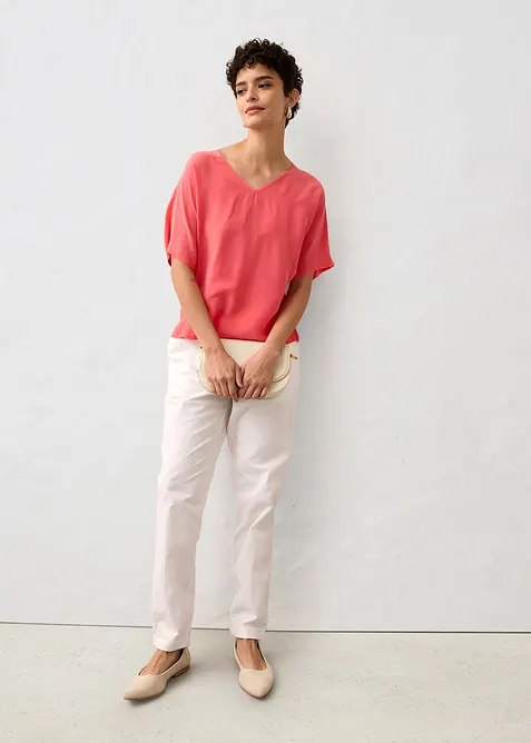 Shirt mit Seidenanteil und Webeinsatz, bonprix