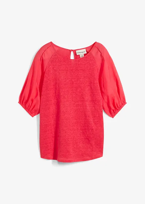 Leinen-Shirt mit Ballonärmeln, bonprix