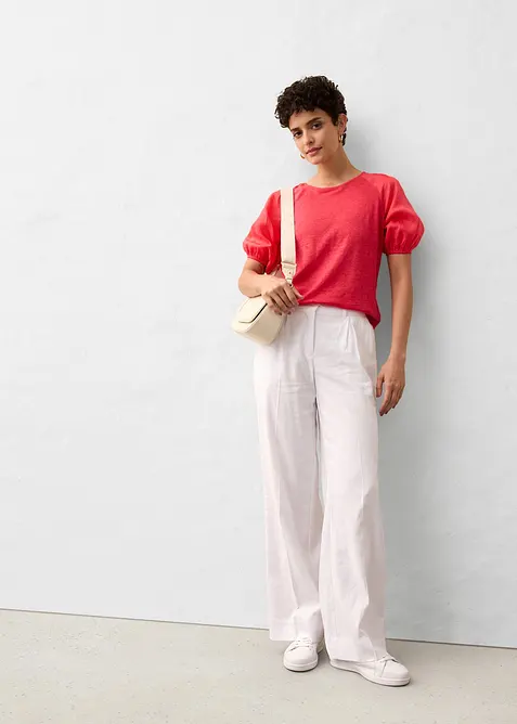 Leinen-Shirt mit Ballonärmeln, bonprix