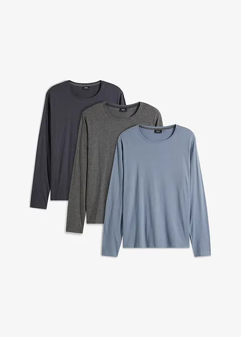 Lot de 3 T-shirts manches longues, bonprix