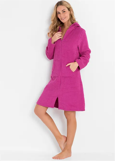 Frottee Bademantel aus Bio-Baumwolle mit Reißverschluss, bonprix
