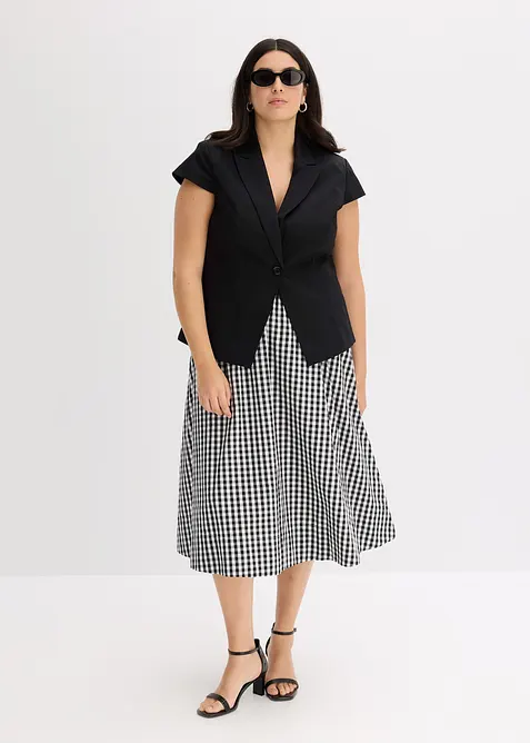 Blazer &agrave; manches courtes en satin de coton, bonprix